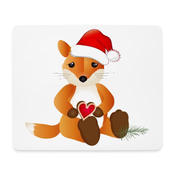 zuckersüßer kleiner Fuchs mit Herz für Weihnachten - Mousepad (Querformat) - Weiß - Vorne