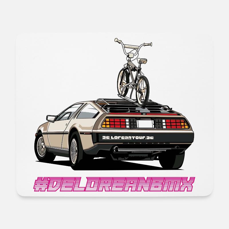 Delorean 80s Oldschool BMX Car mit Tour - Mousepad (Querformat) - Weiß