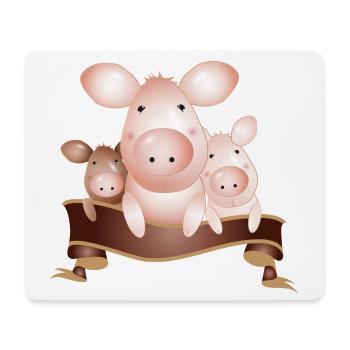 Trois cochons mignons enchanteurs avec bannière - Tapis de souris (format paysage) - blanc - Devant