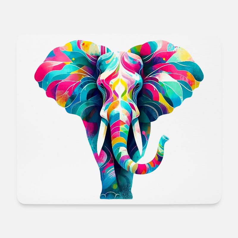 Elefant - Mousepad (Querformat) - Weiß