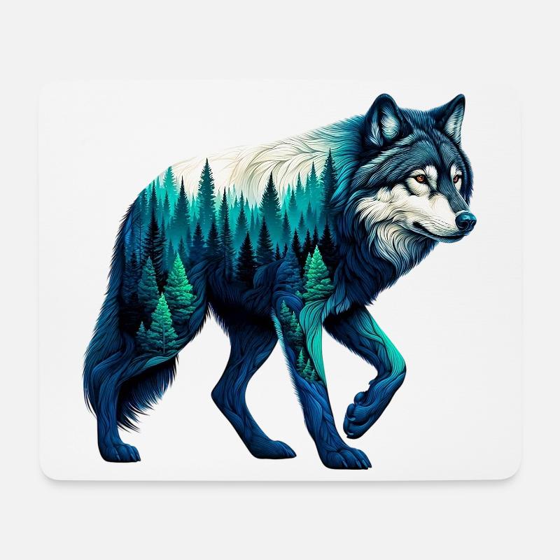 Wolf - Mousepad (Querformat) - Weiß