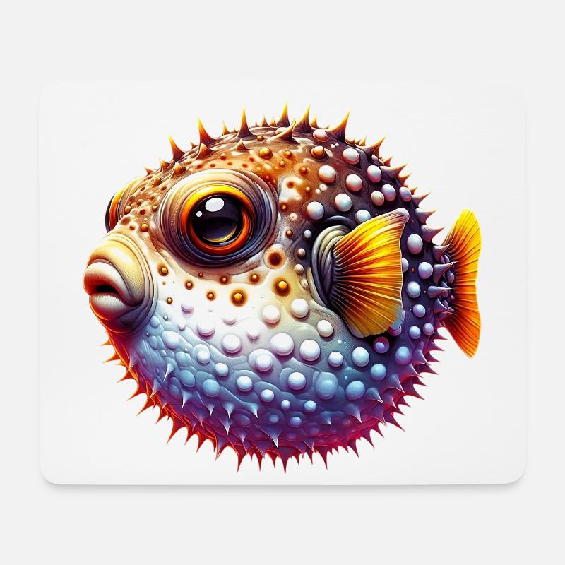 Kugelfisch - Mousepad (Querformat) - Weiß