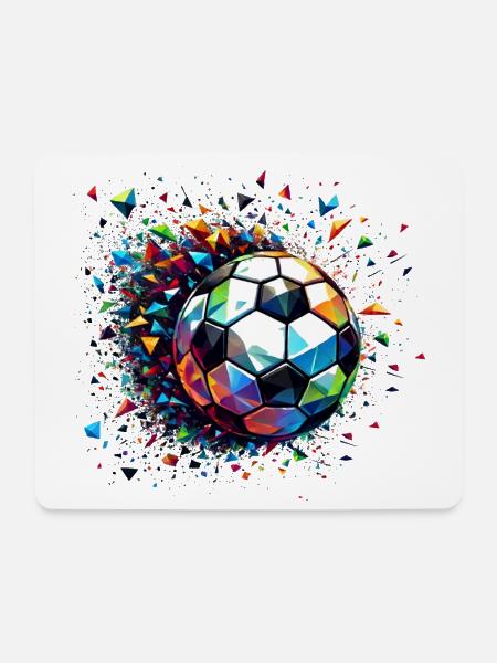 Bunt dynamisches Fußball Motiv mit Lichtreflexe - Mousepad (Querformat) - Weiß