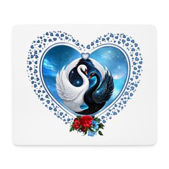 Cygne noir et cygne blanc - Tapis de souris (format paysage) - blanc - Devant