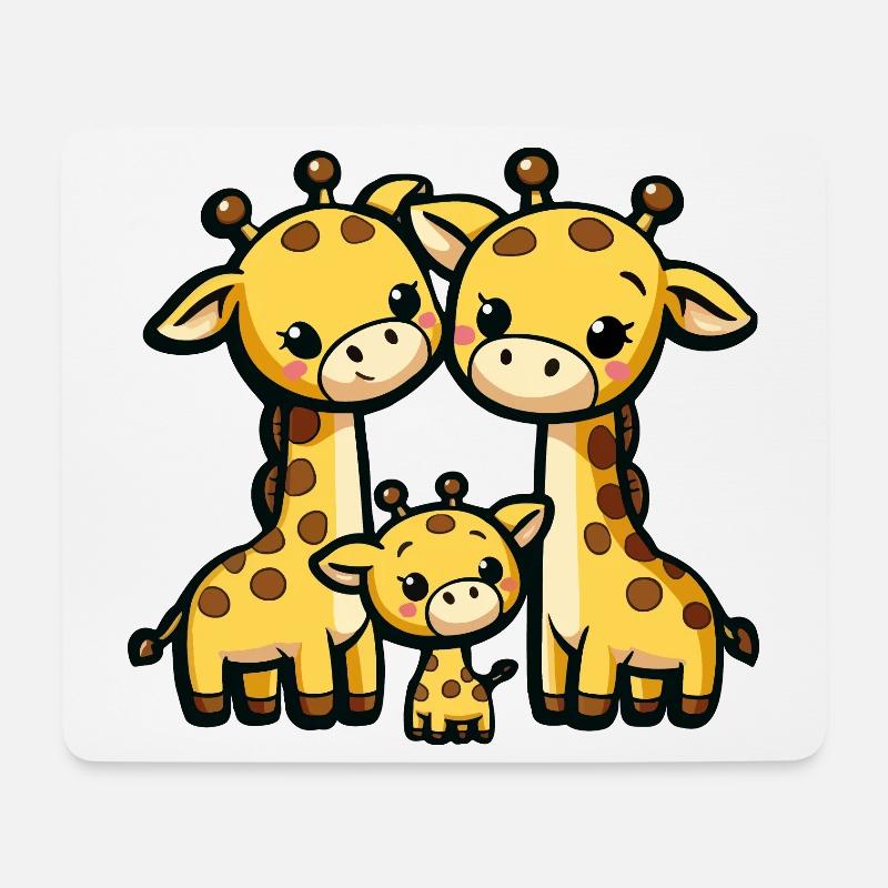 Giraffen Familie - Mousepad (Querformat) - Weiß