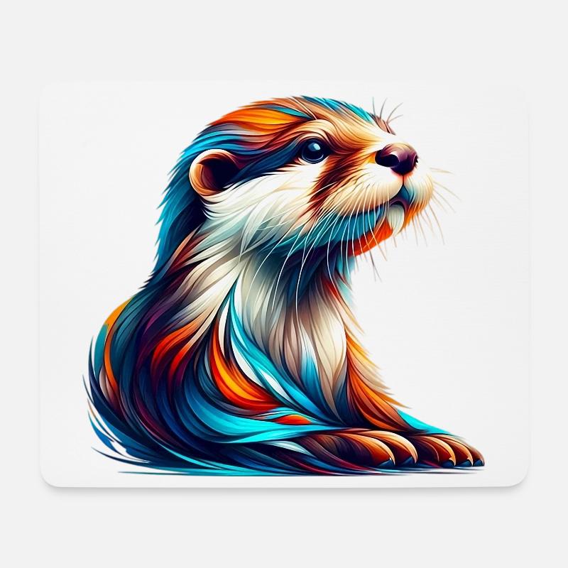 Otter - Mousepad (Querformat) - Weiß
