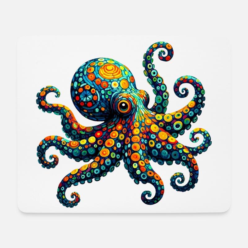 Oktopus van Gogh - Mousepad (Querformat) - Weiß