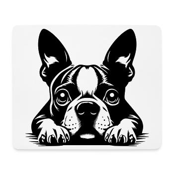 Boston Terrier Kopf mit Pfoten - Mousepad (Querformat) - Weiß - Vorne