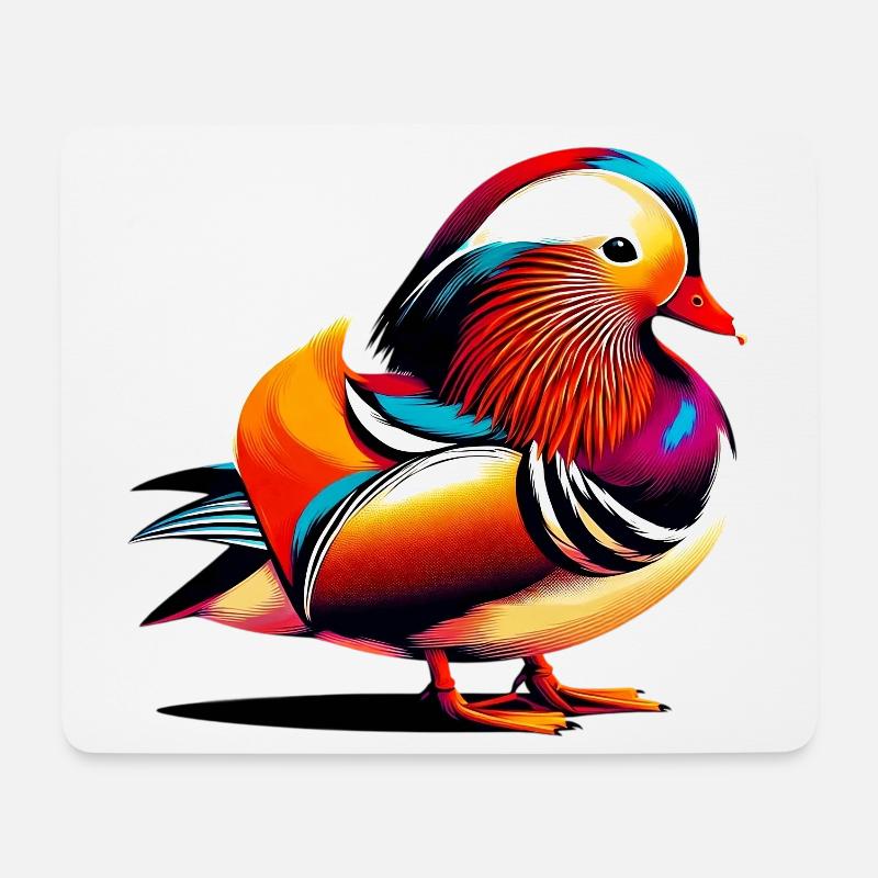 Mandarinente - Mousepad (Querformat) - Weiß