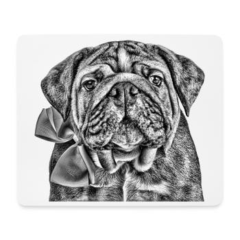 Bouledogue avec nœud – graphique - Tapis de souris (format paysage) - blanc - Devant
