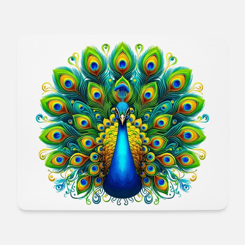 Pfau - Mousepad (Querformat) - Weiß