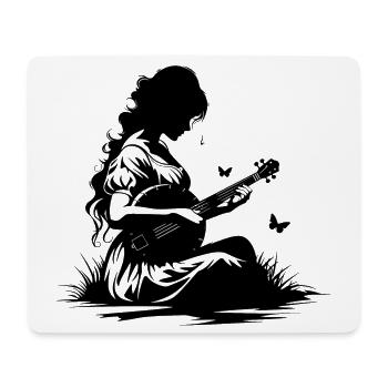 Banjo Girl Drawing - Mouse Pad (horizontal) - white - Front