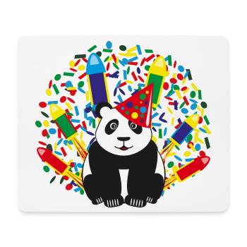 Geburtstags Panda mit Konfetti und Raketen. - Mousepad (Querformat) - Weiß - Vorne