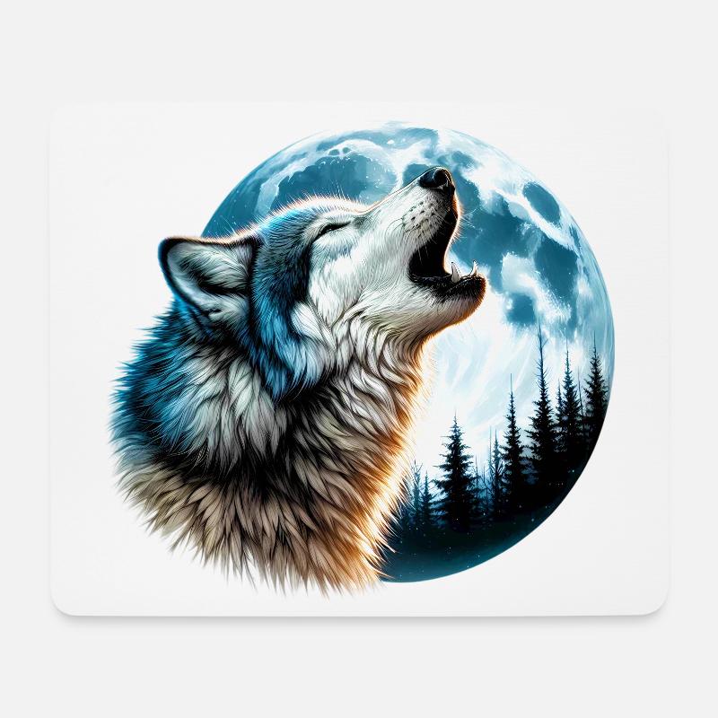 Wolf - Mousepad (Querformat) - Weiß
