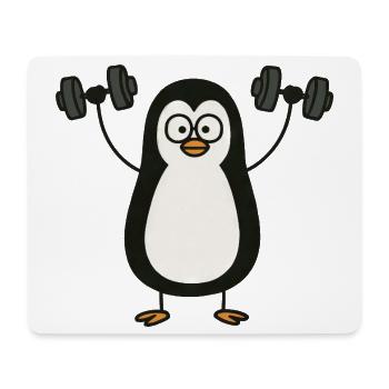 Funny Penguin with Dumbbell Fitness Workout - Mouse Pad (horizontal) - white - Front