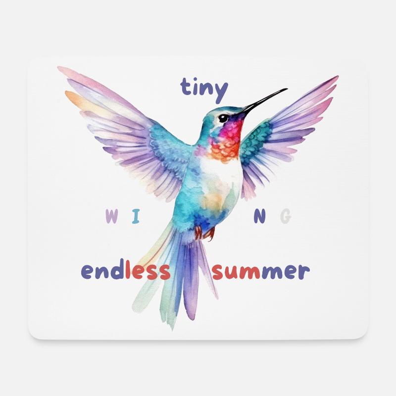 Aquarell Kolibri Sommer Design - Mousepad (Querformat) - Weiß