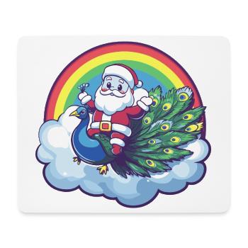 Noël du Père Noël oiseau paon - Tapis de souris (format paysage) - blanc - Devant