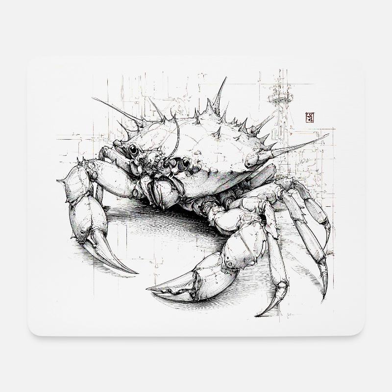 Düstere mechanische Krabben-Illustration - Mousepad (Querformat) - Weiß