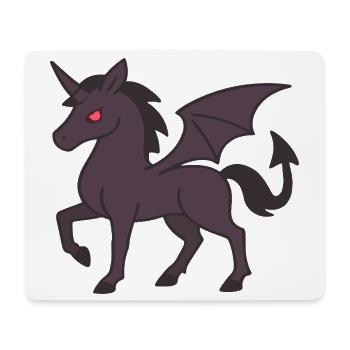 Licorne Démoniaque Sombre aux Ailes et aux Yeux Rouges - Tapis de souris (format paysage) - blanc - Devant