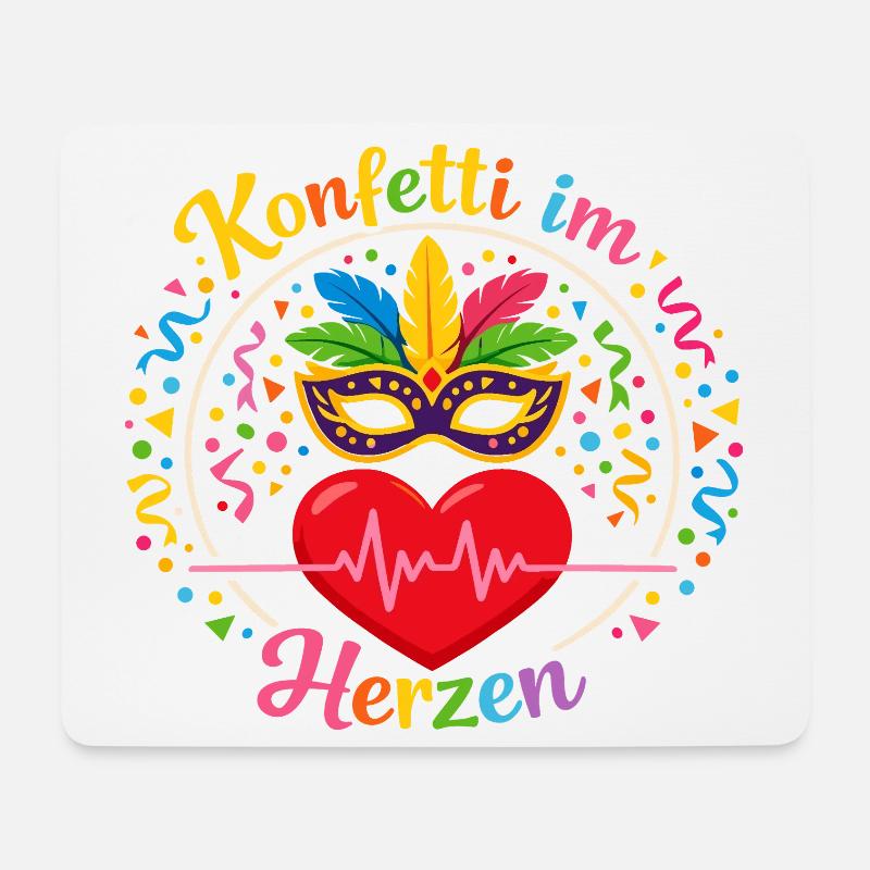 Karneval Konfetti Herzen Party Outfit Fasching - Mousepad (Querformat) - Weiß