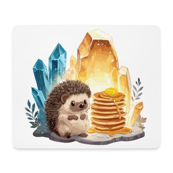 Hérisson avec des pancakes dans la grotte de cristal - Tapis de souris (format paysage) - blanc - Devant