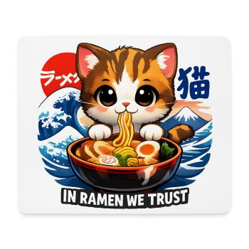 Katze in Ramen we trust - Mousepad (Querformat) - Weiß - Vorne