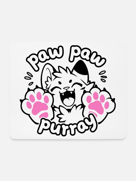 Paw Paw Purray Cat | Funny paw motif - Mouse Pad (horizontal) - white