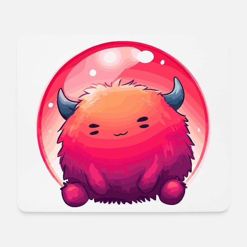 Fluffiges Monstergesicht Gradient - Mousepad (Querformat) - Weiß
