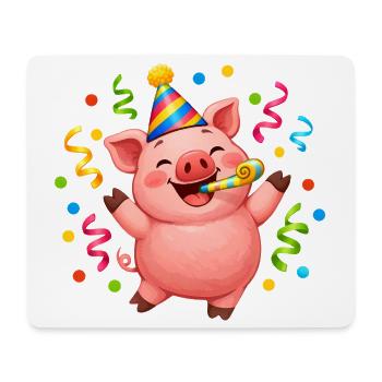 Schwein Party machen Karneval Fasching Silvester - Mousepad (Querformat) - Weiß - Vorne
