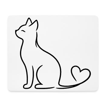 Chat élégant à queue de cœur | Ligne Minimal Love Ar - Tapis de souris (format paysage) - blanc - Devant