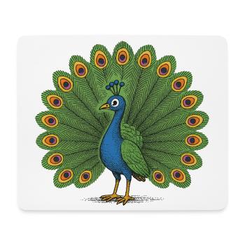 Peacock Colourful Crest - Mouse Pad (horizontal) - white - Front