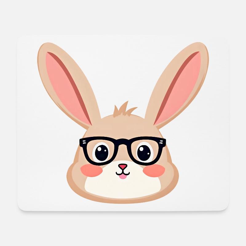 Kaninchen mit Brille - Mousepad (Querformat) - Weiß