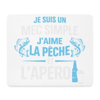 Mec Simple J’Aime La Pêche Et L’ Apéro Humour  - Tapis de souris (format paysage) - blanc - Devant