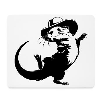 Lustiger Otter mit Hut Cartoon Motiv - Mousepad (Querformat) - Weiß - Vorne