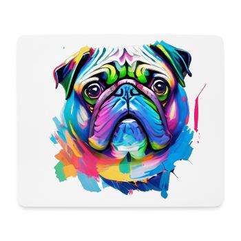 Art aquarelle coloré du visage de chien - Tapis de souris (format paysage) - blanc - Devant