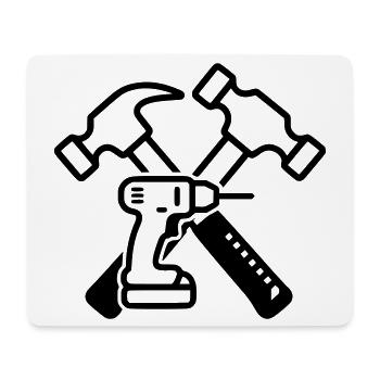 Werkzeug Hämmer Bohrer Outline - Mousepad (Querformat) - Weiß - Vorne