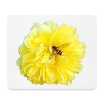 Yellow_Rose_-_Bee_Nature_Photography - Mouse Pad (horizontal) - white - Front