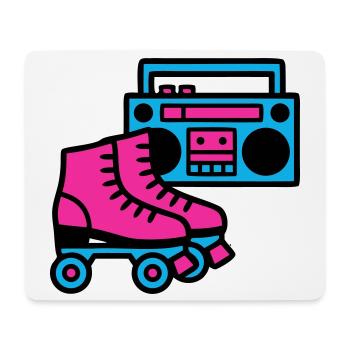 Rollschuhe Boombox 80er Retro - Mousepad (Querformat) - Weiß - Vorne