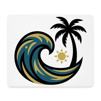 Welle Palme Surfen Strandurlaub Beachclub - Mousepad (Querformat) - Weiß - Vorne