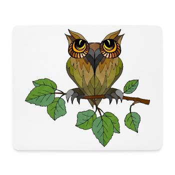 Oiseau-hibou - Tapis de souris (format paysage) - blanc - Devant