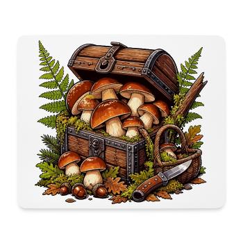 Coffre au trésor aux champignons de la forêt - Tapis de souris (format paysage) - blanc - Devant