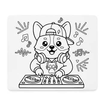 Niedliche Corgi-DJ-Musik-Gliederung Lustiges Hundeliebhaber-Geschenk - Mousepad (Querformat) - Weiß - Vorne