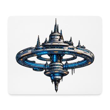Neonring Raumstation SciFi Kunst - Mousepad (Querformat) - Weiß - Vorne