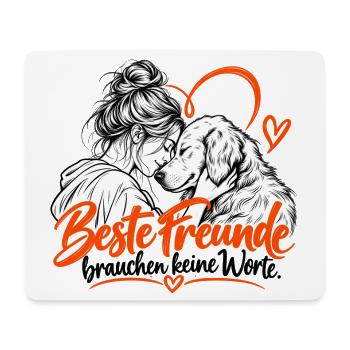 Beste Freunde Hund und Mensch Herz - Mousepad (Querformat) - Weiß - Vorne