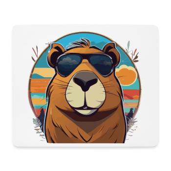 Kapybara mit Brille - Mousepad (Querformat) - Weiß - Vorne