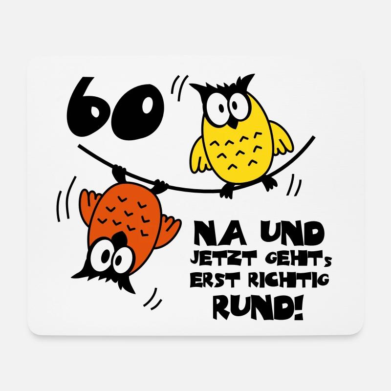 60. Geburtstag - Eulen - jetzt geht's rund - Mousepad (Querformat) - Weiß