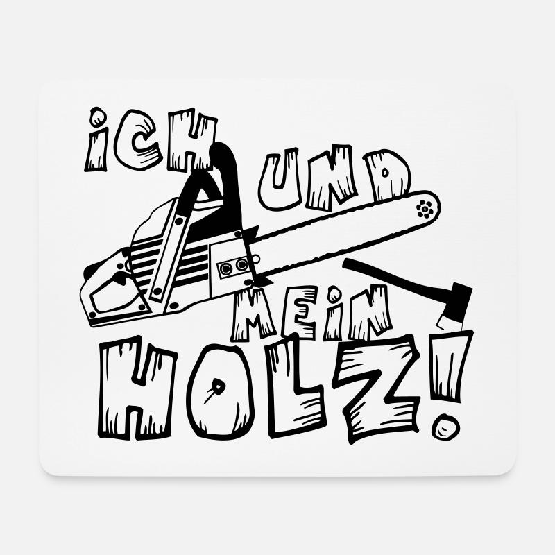 Motorsäge , Kaminholz , Brennholz Holz (25) - Mousepad (Querformat) - Weiß