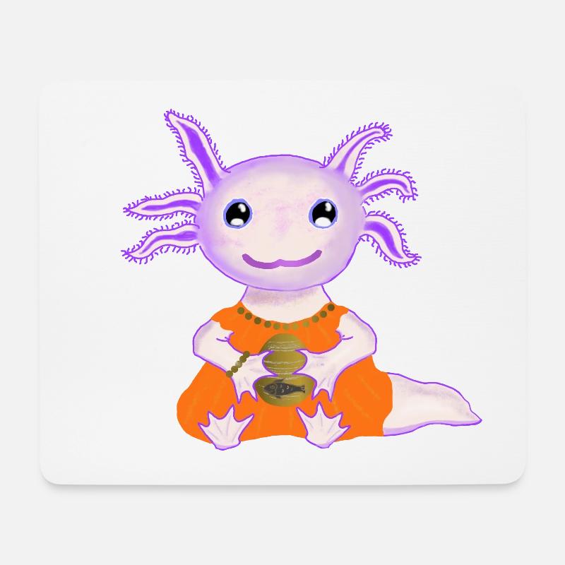 Kultiger Axolot, Baby, mit goldenem Ei - Mousepad (Querformat) - Weiß
