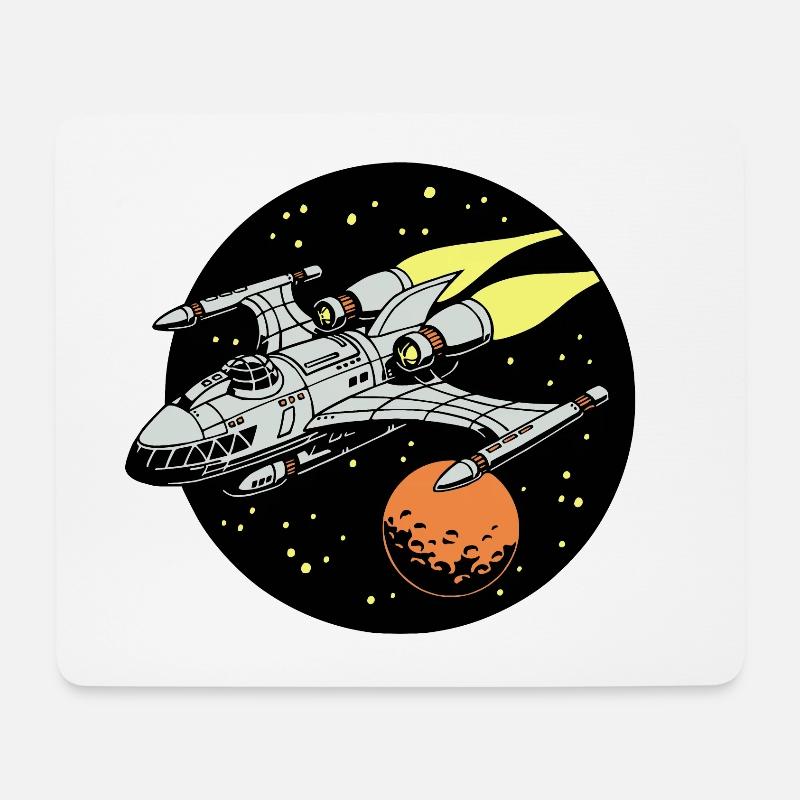 Raumschiff - Mousepad (Querformat) - Weiß