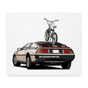 Delorean with old school 80s BMX on the rear - Mouse Pad (horizontal) - white - Front